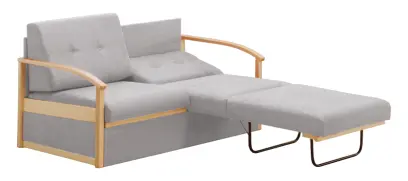 RO - R pohovka rozkládací, dřevěná, koženka HOLY SA 3 - koženka světle šedá